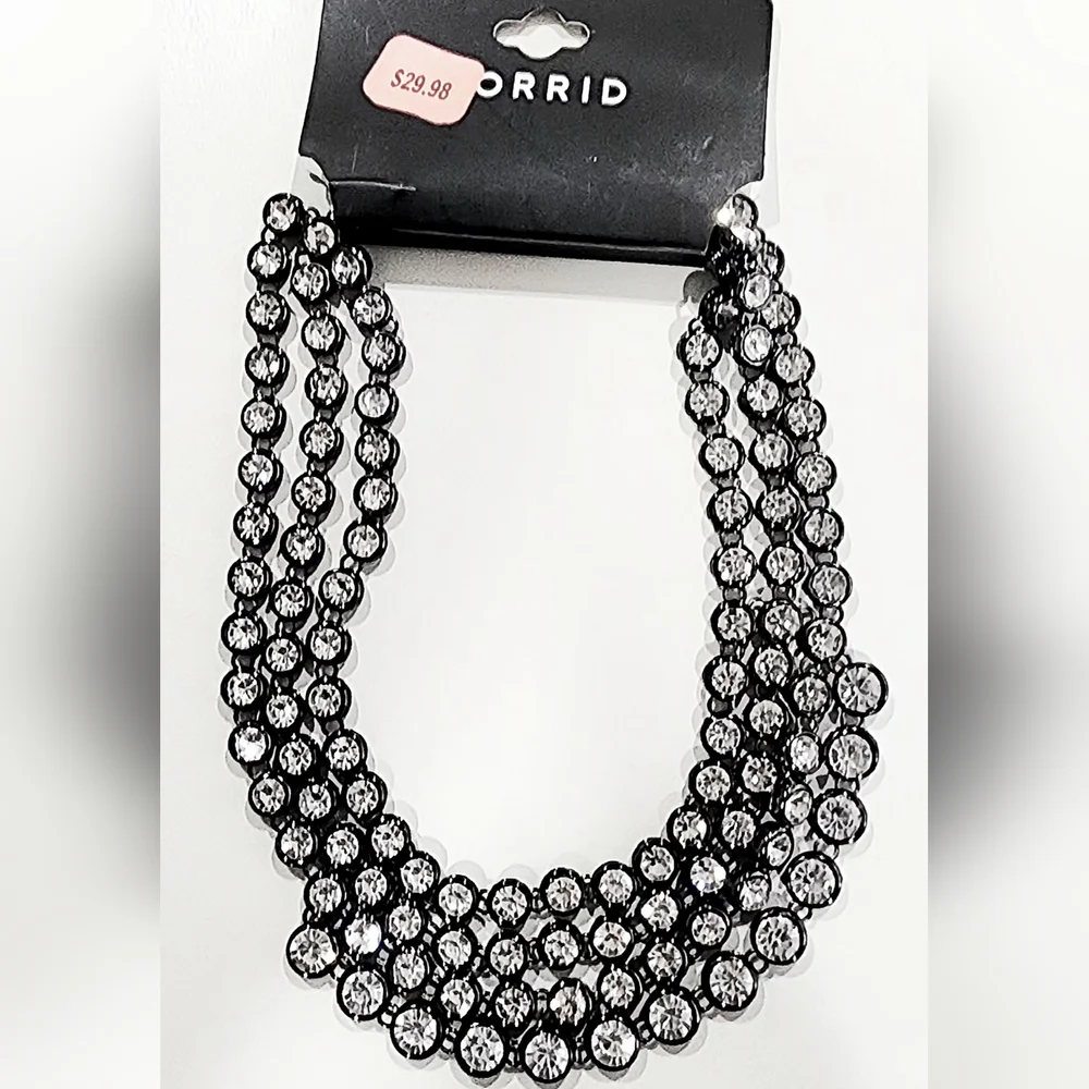NWT Torrid Layered Rhinestone Collar Statement Necklace - Picture 2 of 3